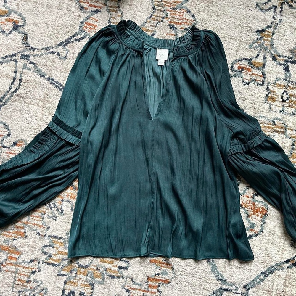 Satin forest green blouse